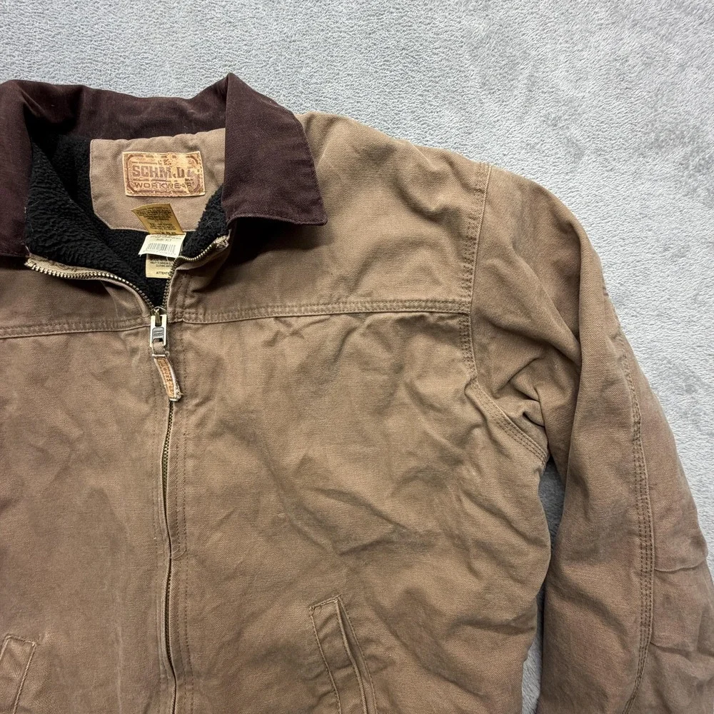 Schmidt Workwear Jacket Mens XLT‎ Brown Bomber Lined Insulated Pockets Canvas